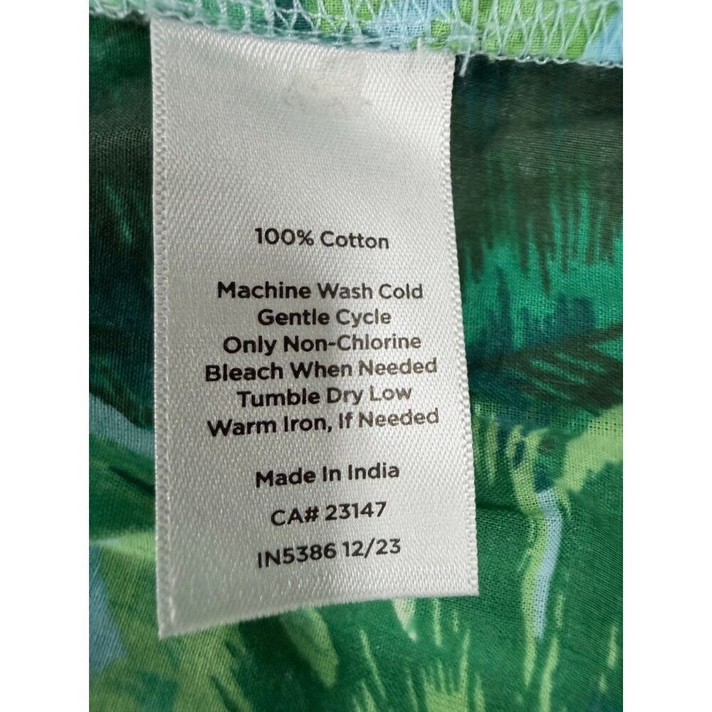 Talbots Green Tropical Leaf Print Button Front Shirt Size L - Picture 5 of 5